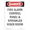 Signmission Safety Sign, OSHA Danger, 5" Height, Fire Alarm Control Panel And Sprinkler, Portrait OS-DS-D-35-V-2378 - alternate 1